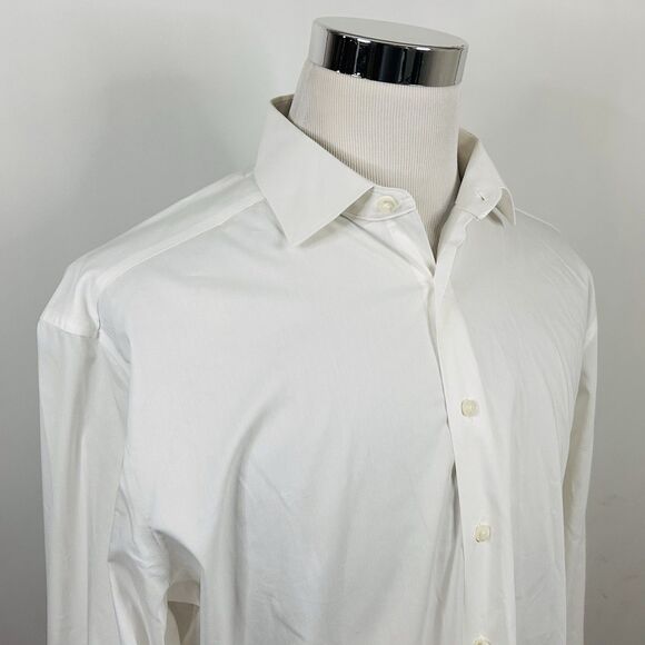 Michael Strahan 17 36/37 Easy Care Stretch Dress Shirt White Cotton Blend - Picture 1 of 5